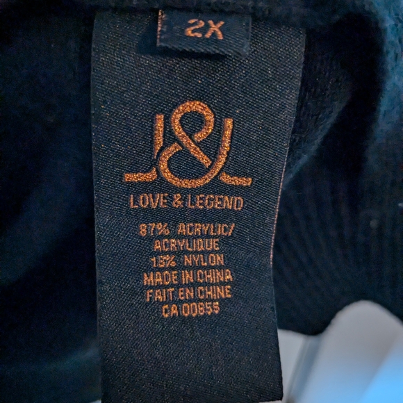 🍁 Love and Legend Women black V neck Sweater sides zipper size 2X - Picture 8 of 10